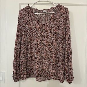 Old Navy Black and Pink Floral Blouse